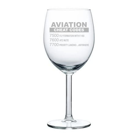 

Wine Glass Goblet Aviation Cheat Codes Pilot (10 oz)