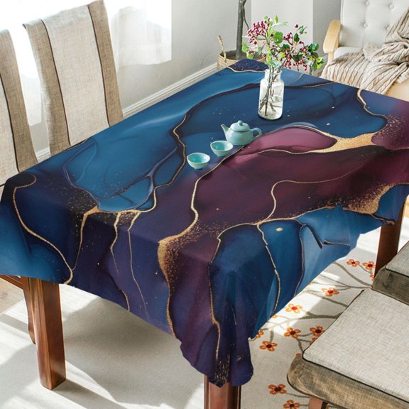 WOBOGO Gilt Blue Pattern Square Tablecloth 54×54in Polyester Fabric Tablecloth Washable Dust Resistant Wrinkle Resistant