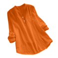 thumbnail image 2 of Patlollav Womens Shirts Solid Color Loose Slim V-Neck Long-Sleeved Cotton and Linen Winner Tops, 2 of 6