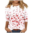 thumbnail image 2 of VKOYWKM Heart Print Tops for Women Valentines Day T-Shirts 3/4 Sleeve Tops Cute Love Graphic Tees Crew Neck Holiday T-Shirts Valentines Day Gifts, 2 of 5