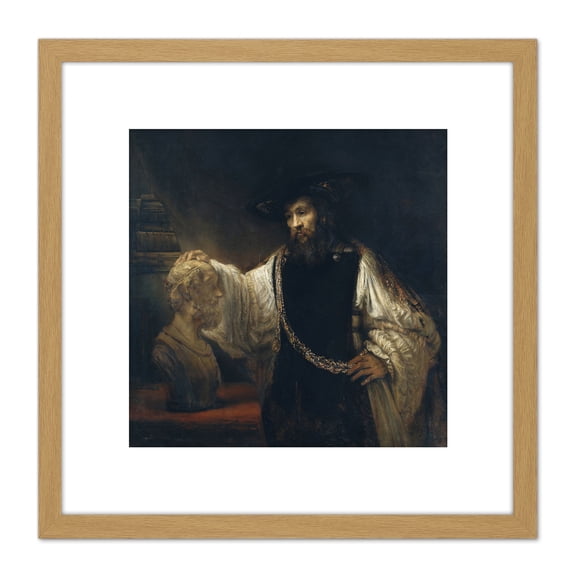 Rembrandt Aristotle With A Bust Of Homer 8X8 Inch Square Wooden Framed Wall Art Print Picture with Mount