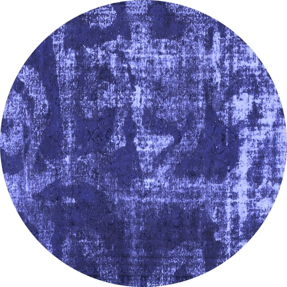 Ahgly Company Machine Washable Indoor Round Persian Blue Bohemian Area Rugs, 6' Round
