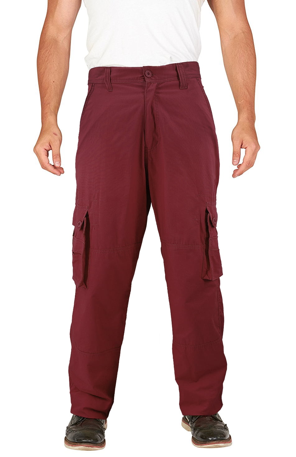 burgundy work trousers