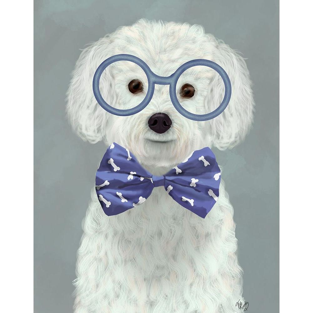 Fab Funky 15x18 Black Modern Framed Museum Art Print Titled - Bichon Frise with Glasses and Bow Tie - image 3 of 5