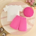 thumbnail image 4 of Jamsmile Toddler Girls Outfits Sets Toddler Girls Short Sleeve Ribbed T Shirt Tops + Heart Shorts + Hats 3pcs Kids Girls Outfits, 4 of 4
