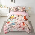 thumbnail image 2 of Homewish Colorful Wild Birds 7-Piece Bedding Comforter Set,Pink Sakura King Bedding Sets,Cardinal Bird Bed Sheets For Kids,Breathable Home Decor Reversible, 2 of 8