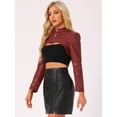 thumbnail image 2 of DARING DIVA Women's Faux Leather Cropped Zipper Front Moto Jackets XL Dark Red, 2 of 6