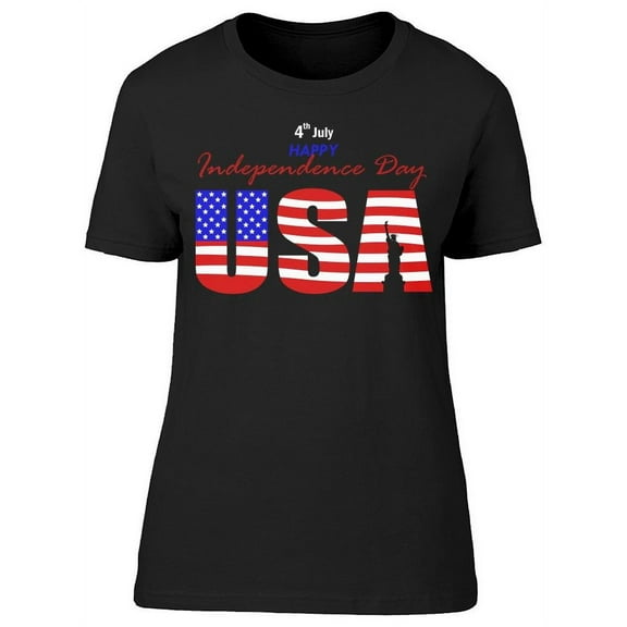 Independence Day. Usa Text T-Shirt Women -Image by Shutterstock, Female Small