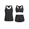 thumbnail image 1 of Traje de baño Tankini Yonique de 3 piezas para mujer con pantalones cortos M, color negro, 1 of 6