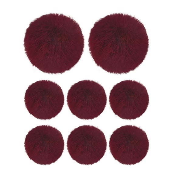 Uxcell 8-Pack Faux Fur Pom Poms, 2.8 Inch/ 7 cm Soft Fluffy PomPoms Balls Faux Rabbit Fur with Elastic Loop for DIY[Wine Red]