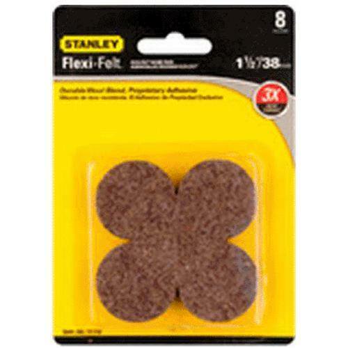 Stanley 849206 FlexiFelt Round SelfAdhesive Pads, 11/2", Brown