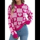 thumbnail image 1 of Suéter de Cuello Alto para Mujer, Larga, Bloque, Corazón, Tejido, Otoño Invierno, Jersey de Punto Acanalado. Rosa S, 1 of 10