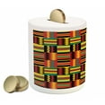 thumbnail image 2 of Kente Pattern Piggy Bank, Stripes Triangles and Zigzags Uganda Zimbabwe Nigeria Graphic, Ceramic Coin Bank Money Box for Cash Saving, 3.6" X 3.2", Multicolor, by Ambesonne, 2 of 4
