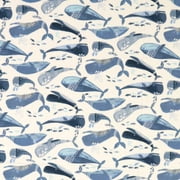 SheetWorld Fitted 100% Cotton Flannel Pack N Play Sheet Fits Graco 27 x 39, Blue Whales