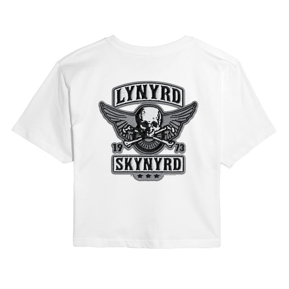 Lynyrd Skynyrd - Biker Faux Patch - Juniors Cropped Graphic T-Shirt