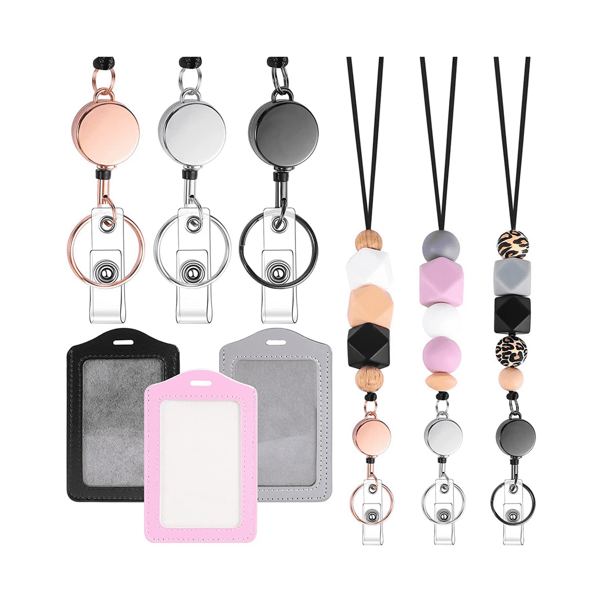 1 Sets Teacher Lanyards for Id Badges and Keys, Retractable Lanyard with Id Holder Stocking