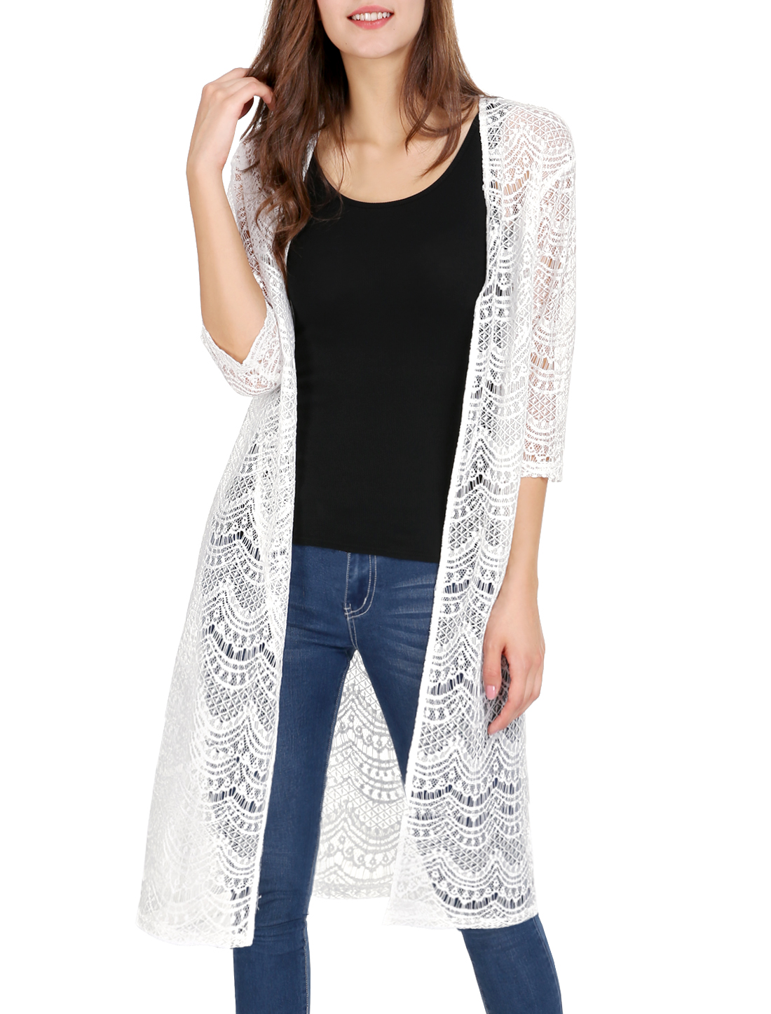 white see through cardigan