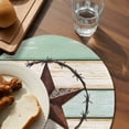thumbnail image 3 of Beige Sage Green Texas Star Round 13 Inch Placemats Set of 4, Vintage Stars Wooden HeatResistant Non Slip Place Mats for Dining Table, Wipeable Braided Kitchen Table Mats for Housewarming, 3 of 9