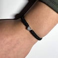 thumbnail image 3 of Pulsera tejida a mano negra con forma de corazón de plata y 26 letras para pareja, 3 of 6