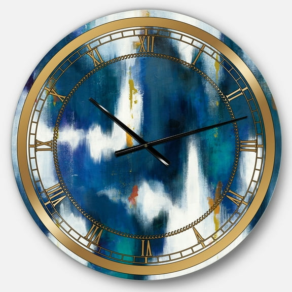 Designart 'Blue Glam Texture II' Glam wall clock