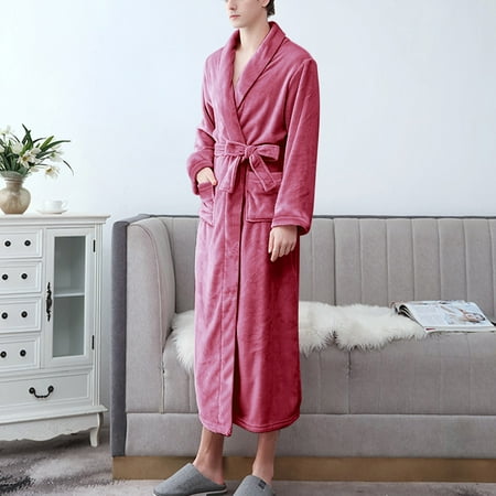 

NECHOLOGY Women S Double Pocket Flannel Bathrobe Soft And Warm Double Faced Velvet Bathrobe Comfy Robes for Women with Zipper Nightgownnightshirt C XX-Large