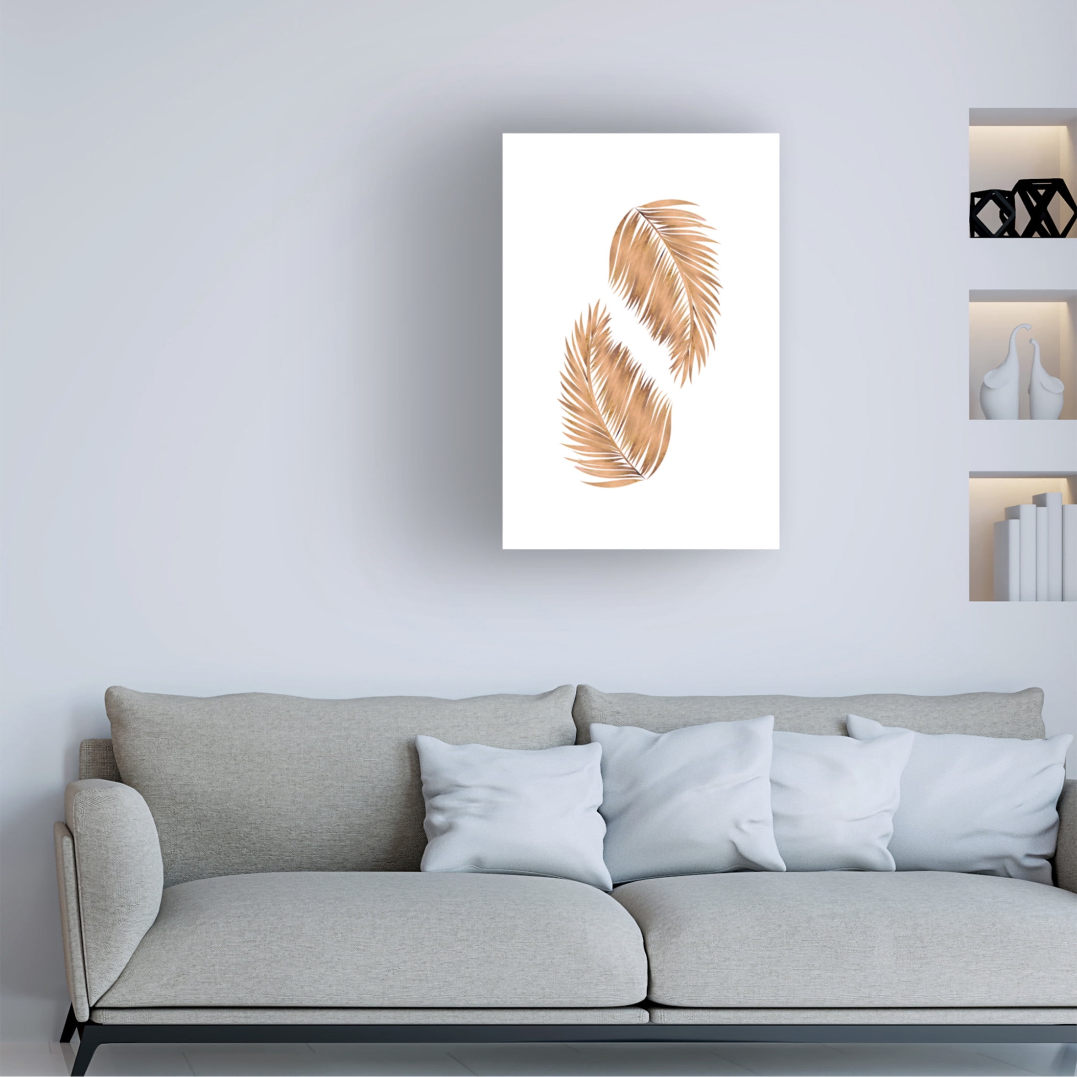 Trademark Fine Art Sarah Manovski Golden palms white copper 2 Canvas Wall Art