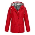 thumbnail image 7 of WAGUTH Women's Waterproof Hooded Rain Jackets Striped Lined Windproof Mid-Length Outdoor Coats With Pockets, 7 of 7