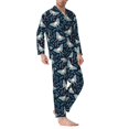 thumbnail image 2 of Naloa Glowing Butterfly Men’s Pajamas Set - Long Sleeve Button Down Sleep Shirt and Pajama Bottoms Sleepwear Set-X-Large, 2 of 7
