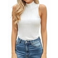 thumbnail image 4 of Women'S Sleeveless Mock Turtlenecks Tops Stretch Slim Fitted Tank Top Basic Bustier Tee White S, 4 of 9