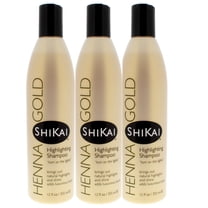 Shikai - Henna Gold Highlighting Shampoo, Brings Out Natural Highlights & Shine, Adds Luxurious Body, Plant-Based Formula with Non-Coloring Henna (Natural Fragrance, 12.6 Ounces, Pack of 3)