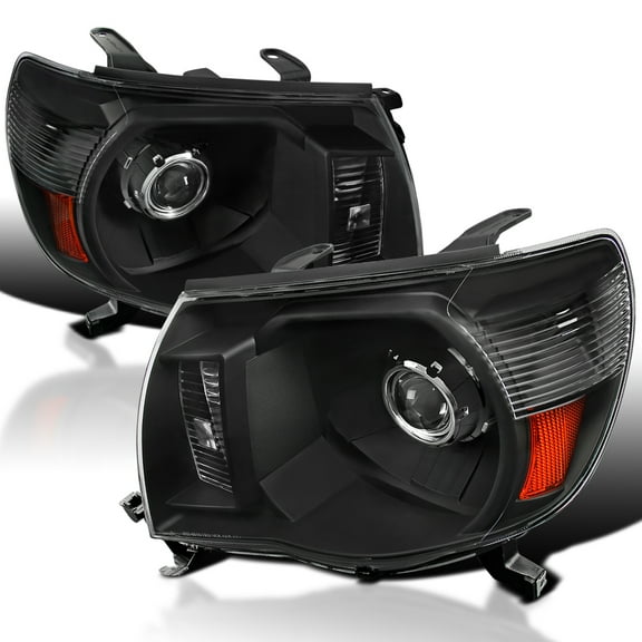 Spec-D Tuning Black Projector Headlights Compatible with 2005-2011 Toyota Tacoma, Left   Right Pair Headlamps Assembly