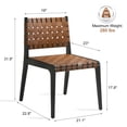 thumbnail image 3 of Modern Dining Chairs, Brown Leather Strap Seat and Back, Black Rubberwood Frame and Legs, Minimal Assembly Required, Stylish Accent Chairs for Dining Room or Kitchen, Brown, Set of 2, 3 of 9