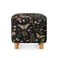 thumbnail image 2 of SCRAWLGOD Butterfly Leaf Mushroom Floral Print Black Ottoman Cover, Stretch Square Ottoman Slipcovers Foot Stool Cover for Living Room, Folding Storage Furniture Protector, Machine Washable, 2 of 7