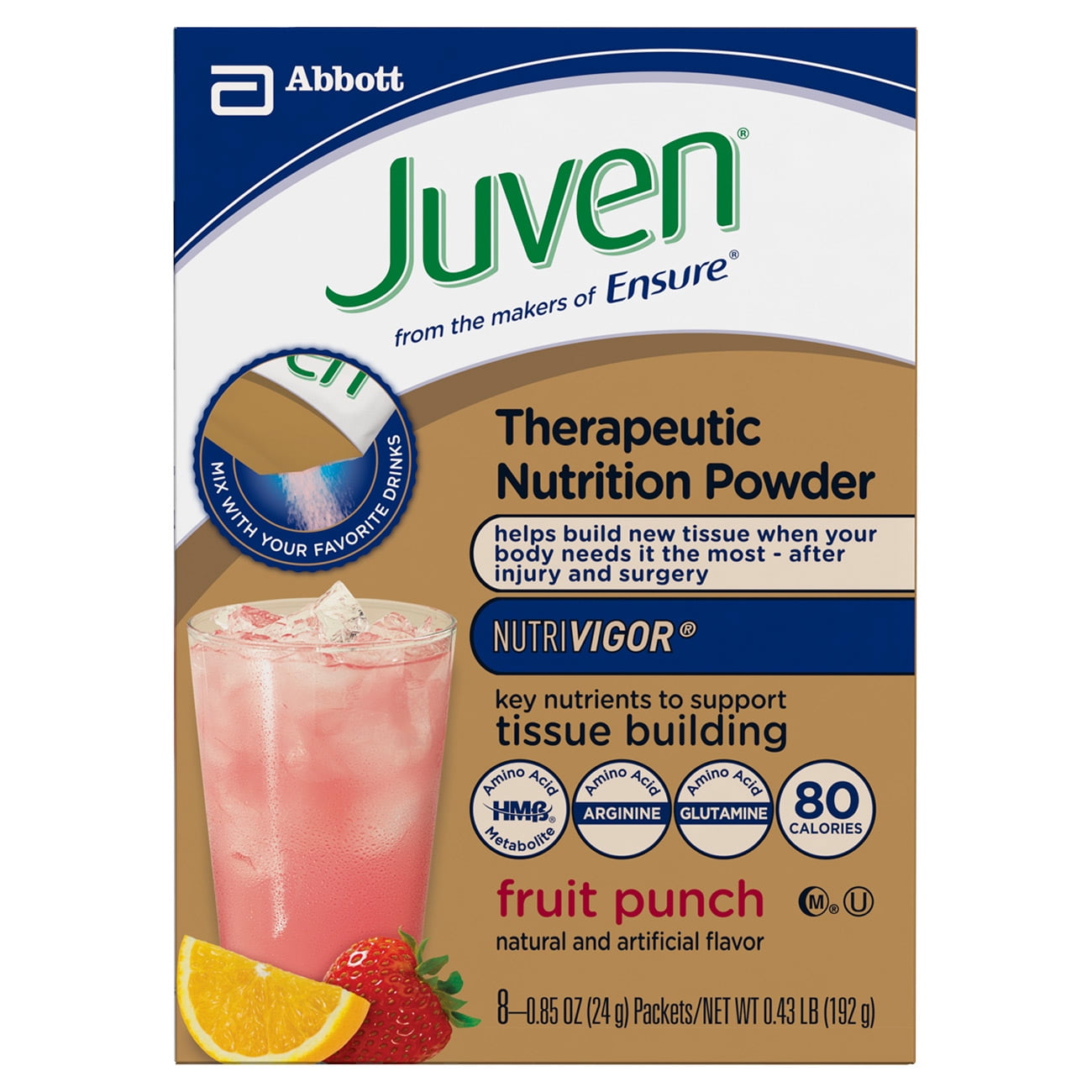 Juven Therapeutic Nutrition Powder, Fruit Punch, 0.85 oz Pouches (Pack