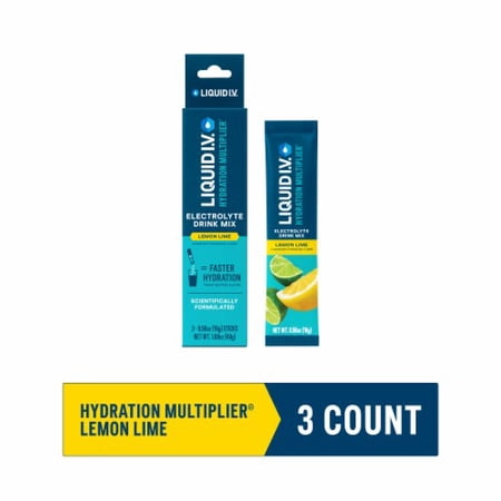 2X - Liquid I.V. Hydration Multiplier Electrolyte Lemon Lime Drink Mix Packets 3 pk