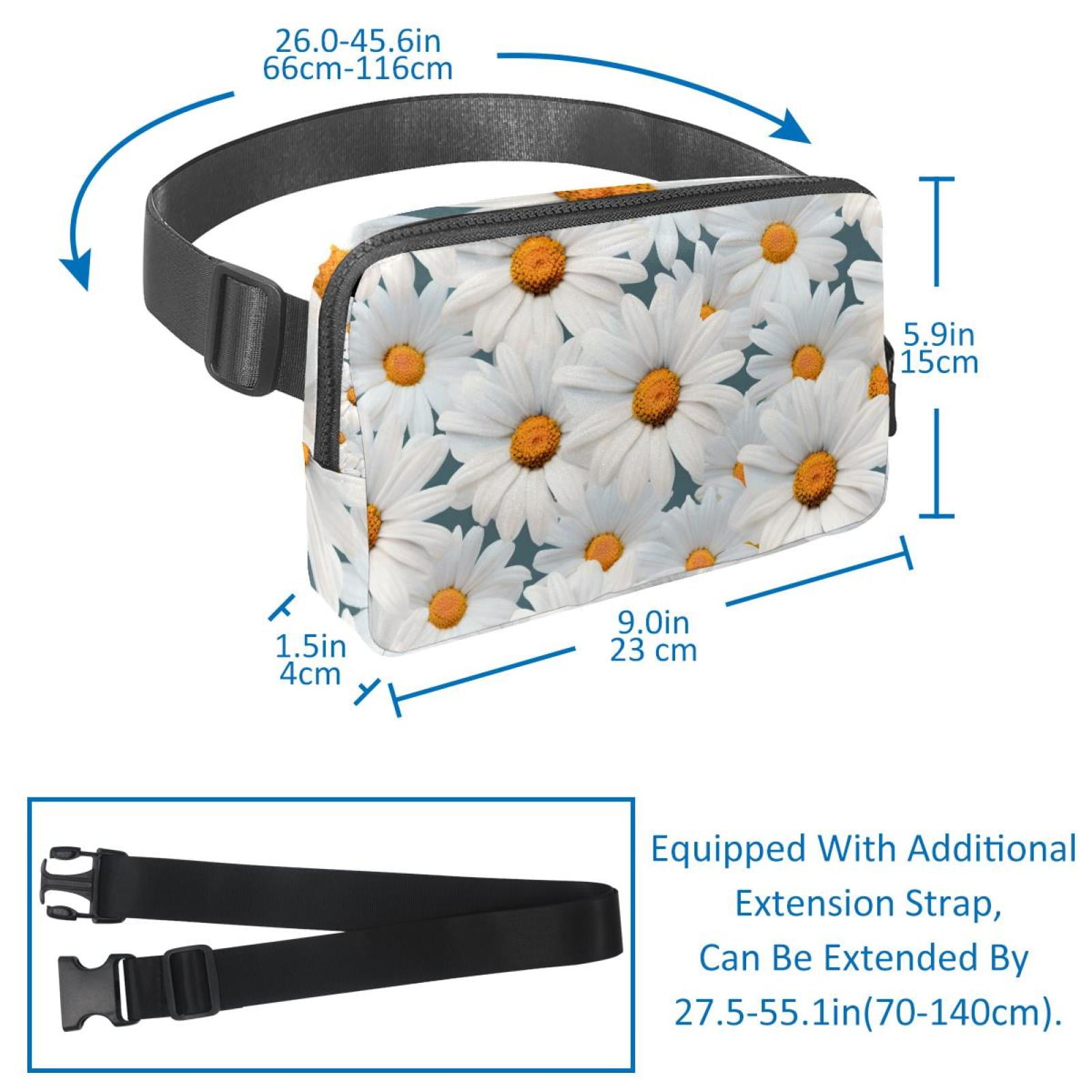 Daisies Lightweight, Adjustable Running Belt with Extension Strap, Unisex Waist Bag, Fanny Pack, Cross Body Bag