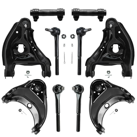 Detroit Axle - 2WD 10pc Front Control Arms Kit for Chevrolet GMC C1500 C2500 Express Savana 1500 2500 Yukon Tahoe, 4 Upper Lower Control Arms w/Ball Joint 4 Tie Rods 2 Adjustment Sleeves
