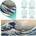 thumbnail image 4 of Japanese Extended Large Mouse Pad, Wave Painting Big Gaming Mouse Mat Non-Slip Water-Resistant Rubber Base Wave Mousepad Stitched Edges Keyboard Mouse Mat Desk Pad for Office Home and Game, 4 of 5