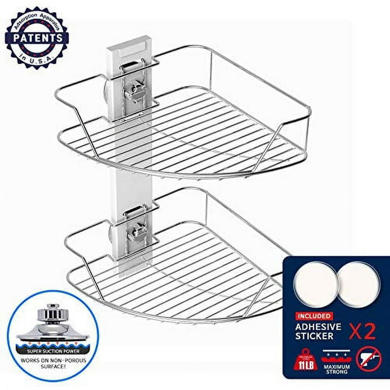 Vdomus ‎7 X 3 Adhesive Suction Sticker For No Drilling 2 Tier Corner Shower  Caddy - Transparent : Target