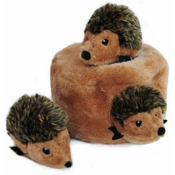 Zippypaws - Woodland Friends Burrow, Interactive Squeaky Hide And Seek Plush Dog Toy - Hedgehog Den