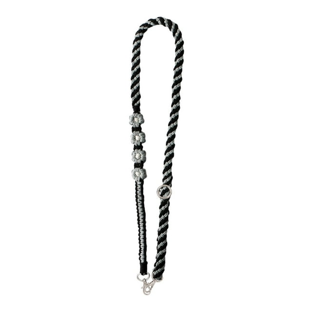 Correa de hombro de macramé bohemio, cordones para teléfono móvil, correa para bolso de flores, cadena de teléfono móvil tejida suave para fundas de t Negro