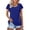 *Blue, variant on ClodeEU Women's Short Sleeve Crewneck Top with Button,Pleated Casual Tee Navy,Womens Plus M