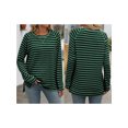 thumbnail image 7 of JYYYBF Women T-shirt Long Sleeve Crew Neck Slit Striped Tops Fall Streetwear for Casual Daily, 7 of 7