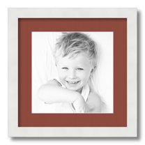 ArtToFrames 14x14" Matted Picture Frame with 10x10" Single Mat Photo Opening Framed in 1.25" Satin White Frame and 2" Cognac Mat (FWM-3966-14x14)