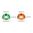 thumbnail image 2 of Uxcell M3 Cone Cup Washers, Hole Dia 3mm/0.12" Aluminum Gaskets for Screw RC/FPV/PC/Drone, Pack of 40(Green/Orange), 2 of 6