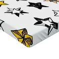 thumbnail image 2 of Ambesonne Star Fitted Sheet, Punk Shapes and Designs, Full Size, Yellow White, 2 of 3