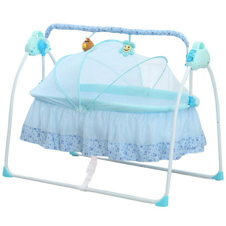 Electric Baby Bassinet Cradle Swing Rocking Connect Mobile Play Music Sleeping Basket Bed Crib For Infant