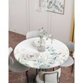 thumbnail image 2 of Fitted Round Tablecloths Table Covers 55-60in,Watercolor Eucalyptus Leaves Waterproof Elastic Edged Table Cloth for Kitchen Dining Holiday Party Tables Decor,Botanical Green Leaf on White, 2 of 6
