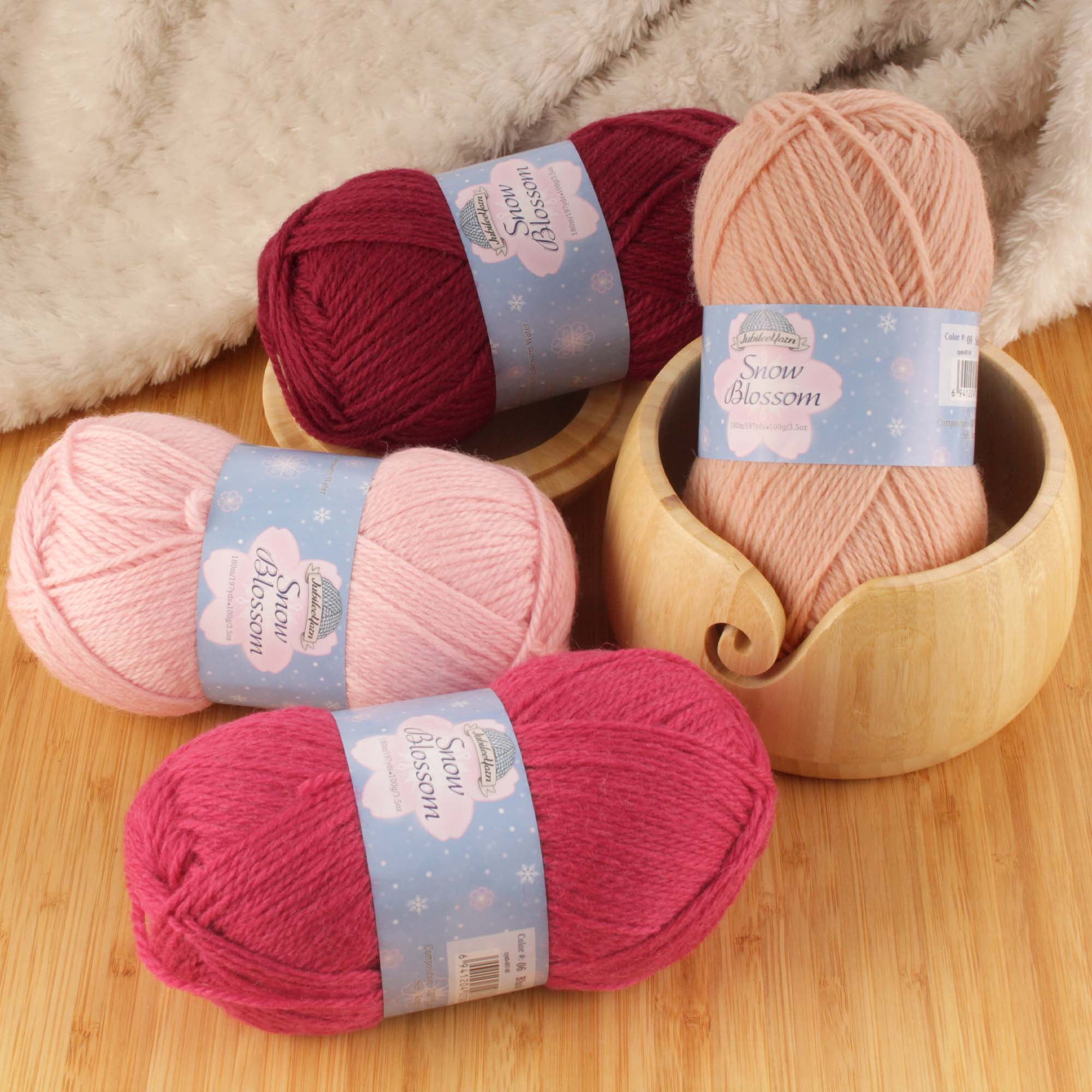 JubileeYarn Snow Blossom Yarn - DK Superwash Wool - Shades of Neutral Tones - 4 Skeins