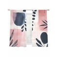 thumbnail image 6 of Pink Abstract Art Sheer Curtains for Living Room Bedroom Modern Geometric Navy Blue Art Sheer Curtains 72 Inch Long 2 Panels Set Light Filtering Curtain Window Treatments Drapes for Dining Room, 6 of 6
